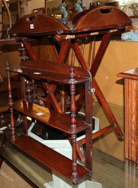 Butlers tray on stand and wall shelf